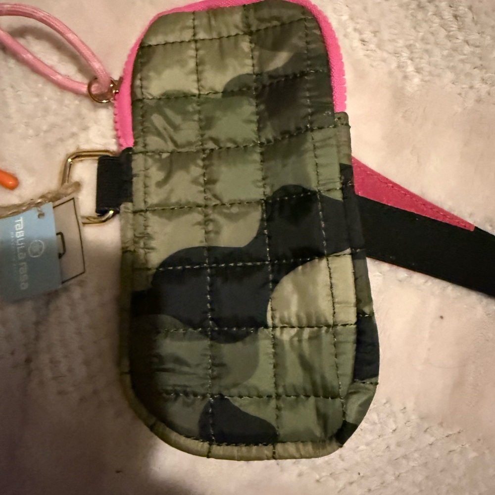 Camouflage Quilted Pouch with Pink Trim